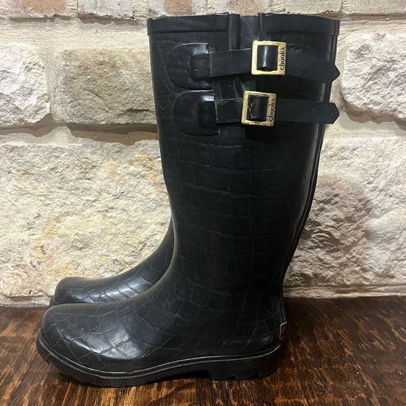 Chooka Crocodilia Black Rubber rain boots - Picture 2 of 11